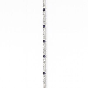 Elegant Sterling Silver Diamond & Black Bracelet 7” Round